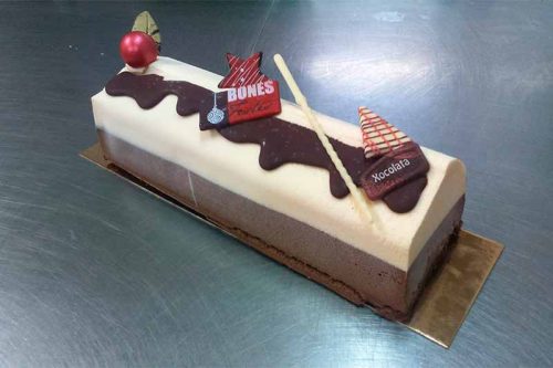 Tronc de mousse de dues xocolates
